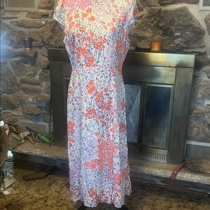 Reiss Luna Meadow, Priny Flutter Sleeve Pink and Orange Sundress